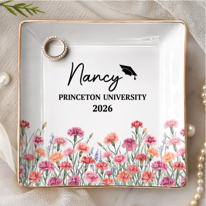 Custom Full-Print Jewelry Dish - Personalized Graduation Gifts For Her, Him - A Milestone In Full Bloom
