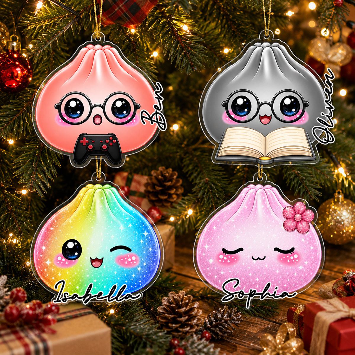 Squishy Dumpling Acrylic Ornament - Personalized Christmas Ornaments
