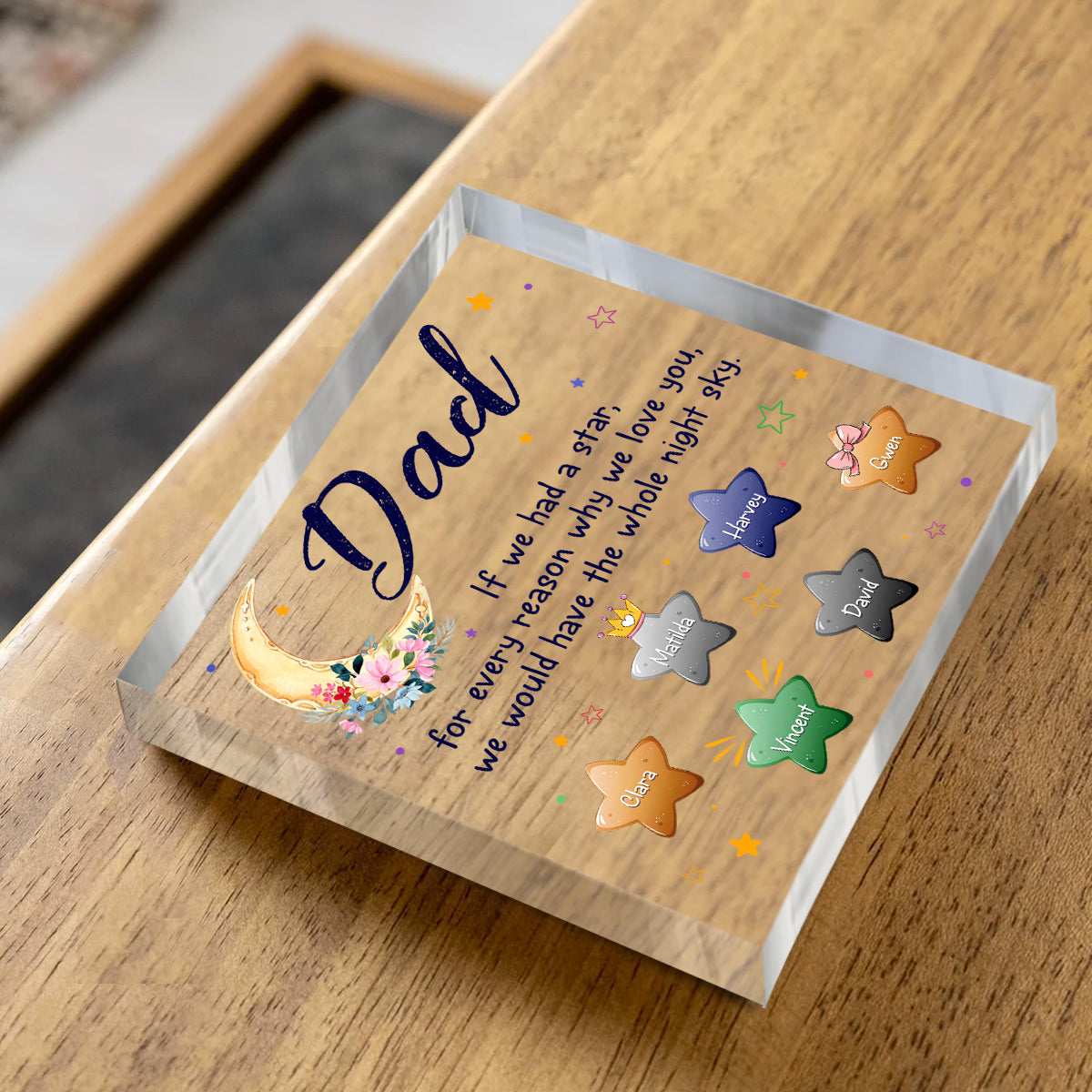 If We Had A Star Personalized Acrylic Block, Dad Grandpa Gifts, Custom Grandkids Name Acrylic Sign For Grandpa, Father's Day Gifts For Grandpa