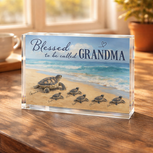 Grandma Turtle's Little Grandkids by the Shore - Personalized Acrylic Plaque - Mother's Day Gift For Mom, Grandma