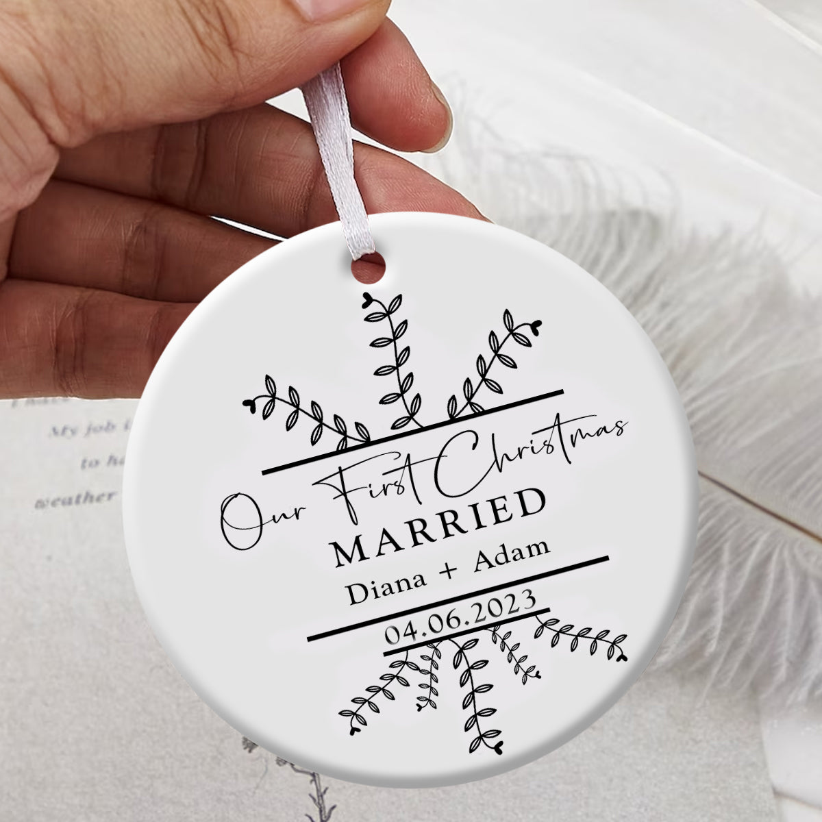 Christmas Engaged Classic Style - Personalized Ornament - Christmas Gift