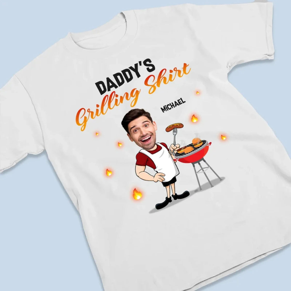 Daddy Papa's Grilling Shirt - Personalized Apparel - Gift For Dad, Papa, Birthday, Father's Day Gift