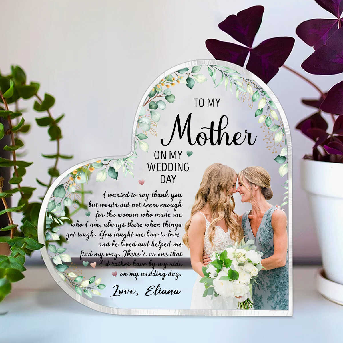 To My Mother I Wanted To Say Thank You - Personalized Acrylic Plaque - Gift For Mom On Wedding Day