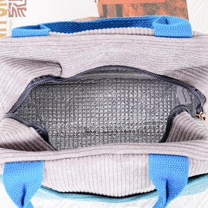 Personalized Corduroy Embroidered Lunch Bag, Custom Embroidered Lunch Bag, Reusable Lunch Bag, Custom Lunch Bag, Children's Lunch Bag