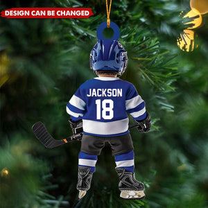 Kid Ice Hockey Player - Personalized Acrylic Ornament - Christmas Hockey Player Gifts