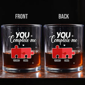 You Complete Me - Personalized Whiskey Glass - Anniversary Gift, Valentine's Day Gift For Couple