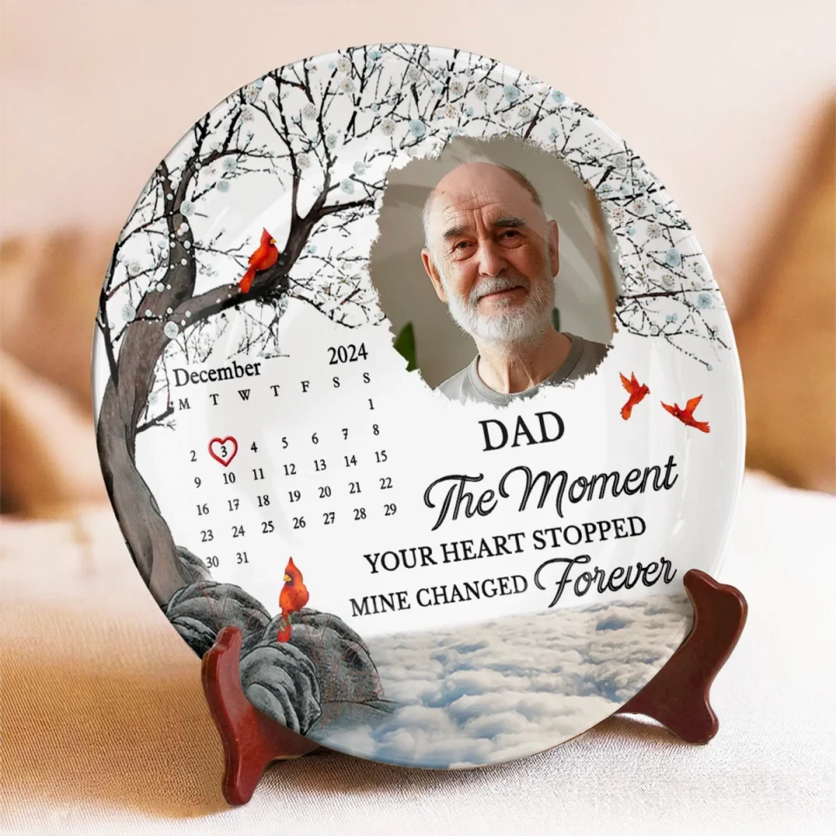 The Moment Your Heart Stopped - Personalized Ceramic Plate - Memorial Gift, Sympathy Gift For Family Members