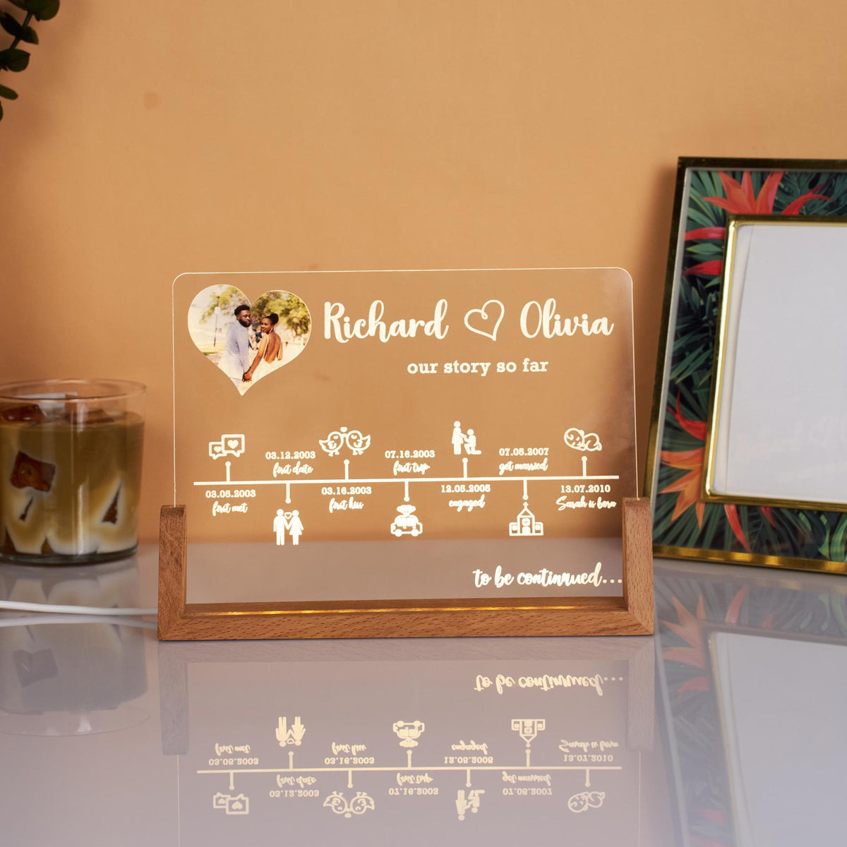 Personalized Love Story Timeline Decor Light Up, Customizable Anniversary Gift For Wife, Your Custom Love Story, Couple Gift