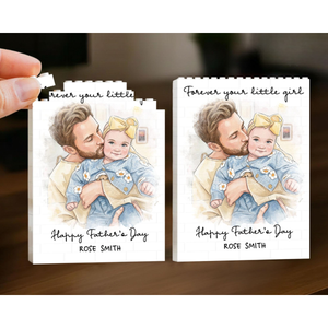 Personalized Watercolor Portrait Building Blocks, Gift for Dad, Best Dad Gift, Custom Daddy and Me, First Fathers Day Gift for Husband