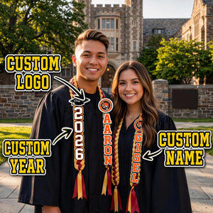 Personalized Graduation Lei with Name + School Mascot/Logo, Satin Grad Lei, Class of 2026 Senior Graduation Gift, Class of 2026 Grad Gift
