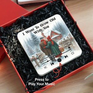Winter Old Couple Together - Personalized Music Fridge Magnet - Heartfelt Gift, Anniversary Christmas Gift For Couple