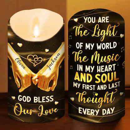 You Are The Light Of My World - Personalized LED Flameless Candle - Anniversary Gift, Valentine's Day Gift For Couple