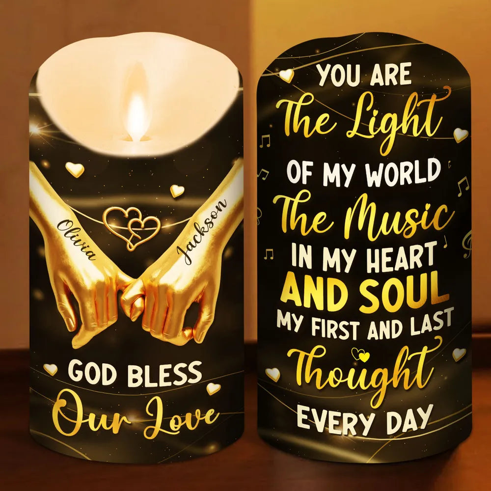 You Are The Light Of My World - Personalized LED Flameless Candle - Anniversary Gift, Valentine's Day Gift For Couple