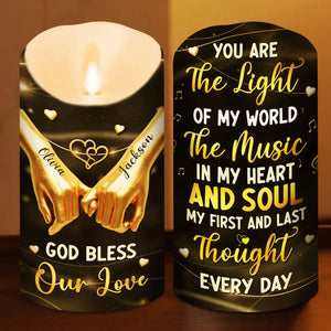 You Are The Light Of My World - Personalized LED Flameless Candle - Anniversary Gift, Valentine's Day Gift For Couple