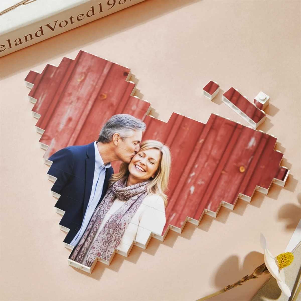 We Choose Each Other Custom Heart Shape Photo - Personalized Building Block Puzzle - Anniversary Gift, Valentine's Day Gift For Couple