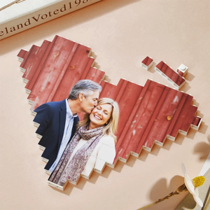 We Choose Each Other Custom Heart Shape Photo - Personalized Building Block Puzzle - Anniversary Gift, Valentine's Day Gift For Couple