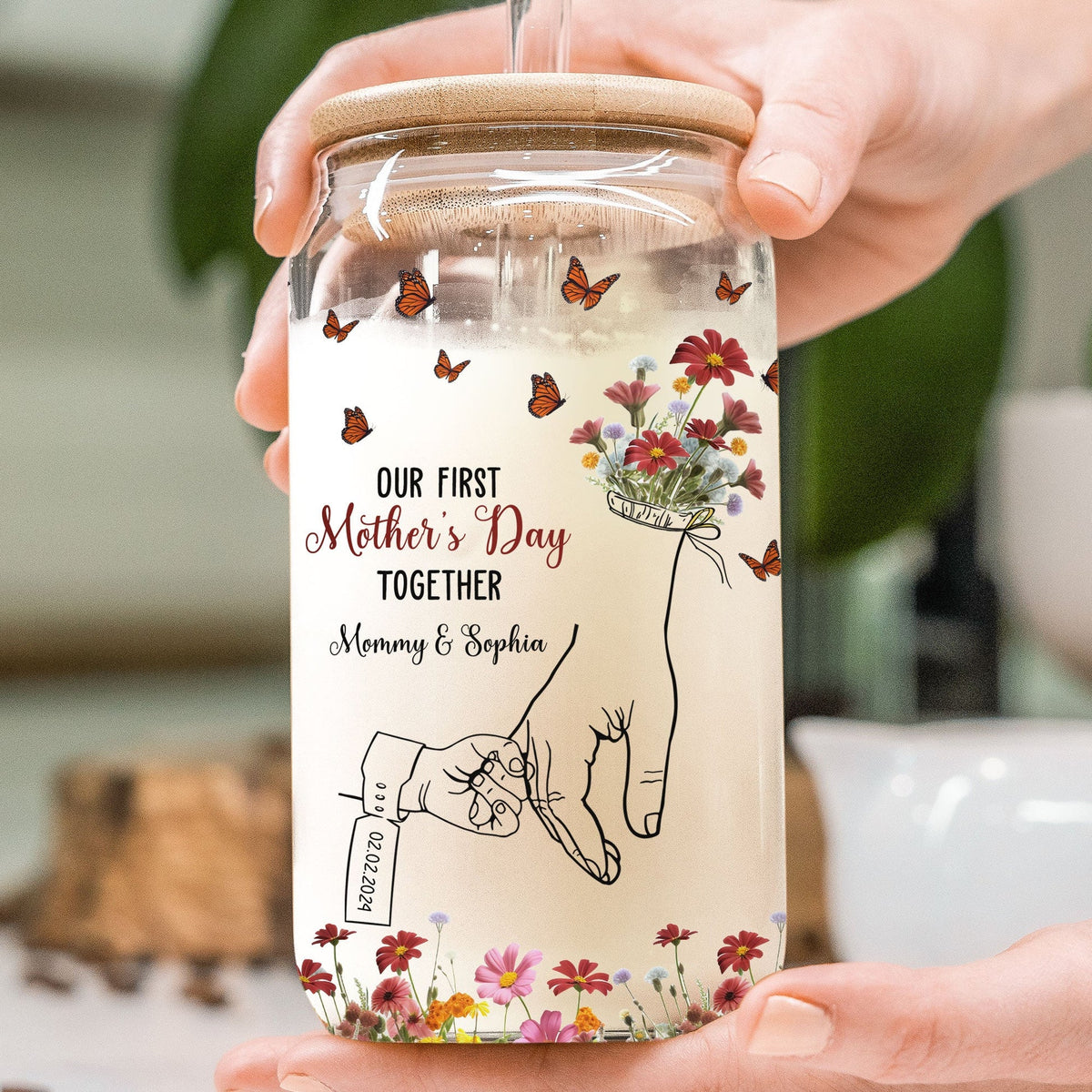 Our First Mother's Day Together - Personalized Glass Tumbler - Gift For New Mom, Mother's Day Gift