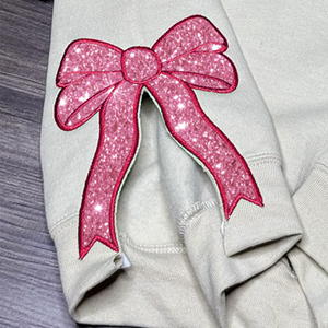 Mimi Glitter Side Bow Cut-Out Sweatshirt With Glitter, Trendy Coquette Bow, Christmas Gifts for Grandma, Nana, Granny