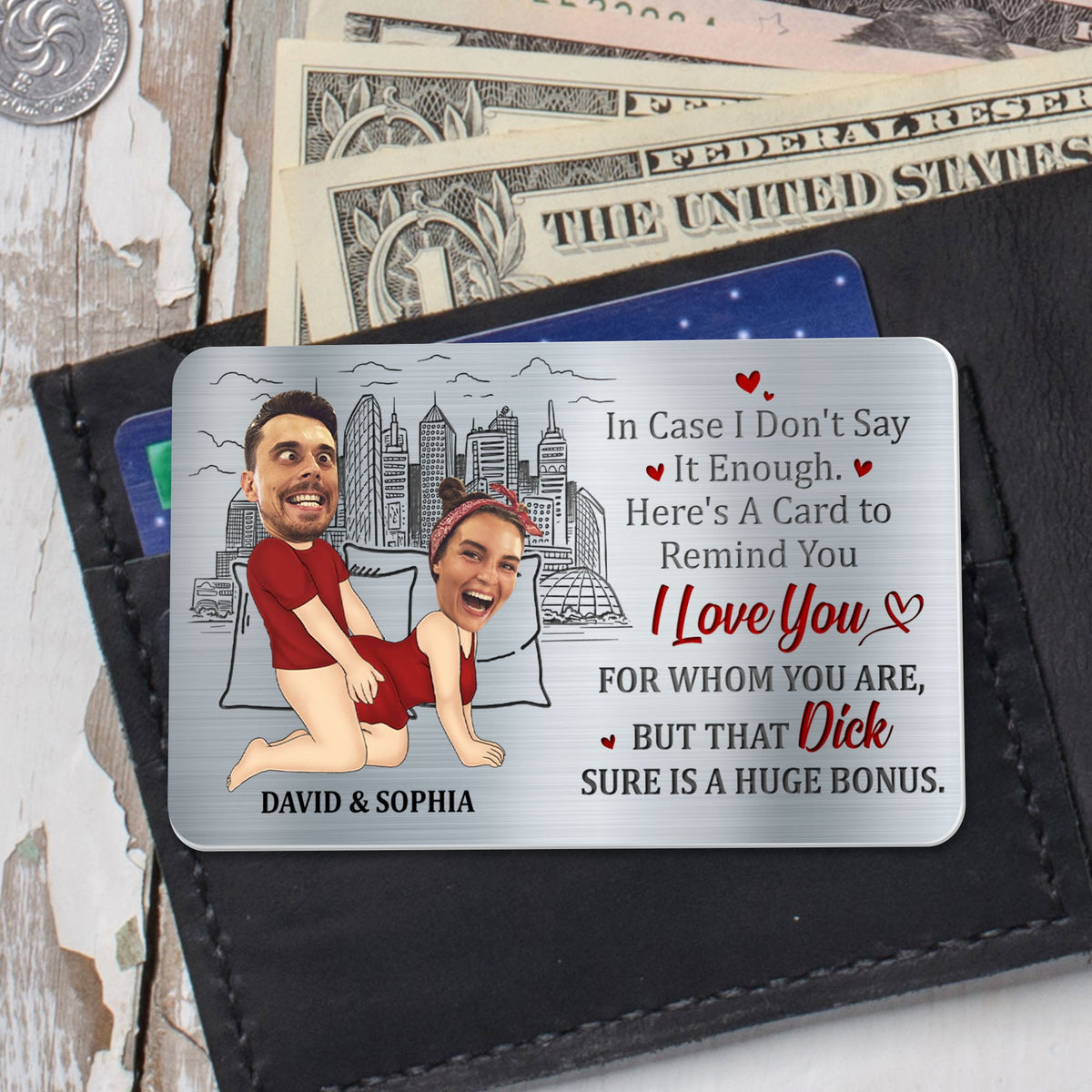 Here's A Card To Remind You I Love You - Personalized Custom Wallet Card - Gift for Couples