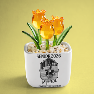 Graduation Photo Personalized Glass Everlasting Tulips