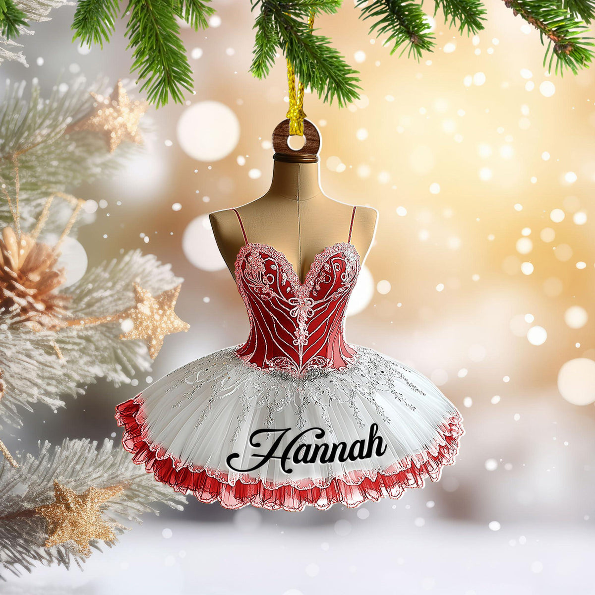 Personalized Ballerina Ballet Girl Ornament, Ballerina Christmas gift, Ballet Dancer Dress Ornament, Gifts for Ballet Girls