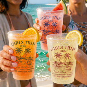 Girls Trip 2026 Plastic Frosted Cup, Hello Summer Vibe, Summer Vacation And Travel Gifts For Best Friends, Family