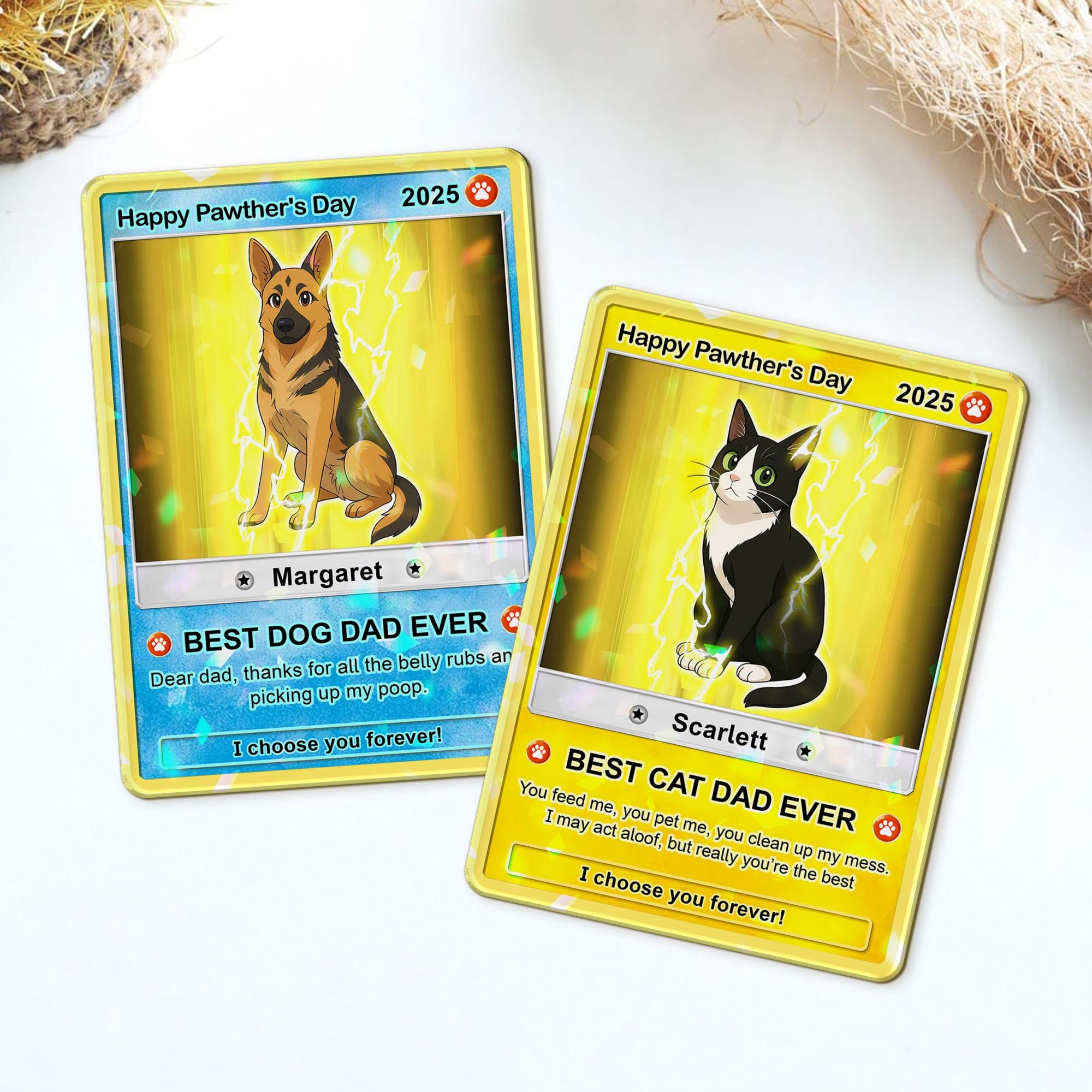 Pet Portrait Anime Card, Fathers Day Gift For Dog Dad, Pet Lover Gift, Unique Pet Gift, Personalized Pet Hologram Card, Gift For Him