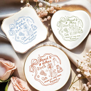 Engaged Ring Dish, Personalized Engagement Gift, Custom Name Ring Holder Christmas Gift, Wedding Gift For Bride, Sentimental Gift For Bridal