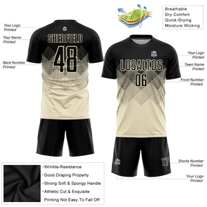 Custom Cream Black Sublimation Soccer Uniform Jersey