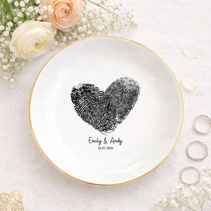 Personalized Fingerprint Jewelry Dish, Custom Fingerprint Ring Dish, Bridesmaid Gifts, Engraved Jewelry Dish, Birthday Gift for Her