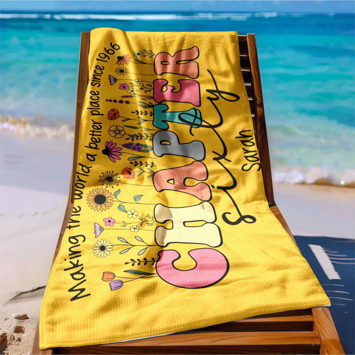 Personalized 60th Birthday Beach Towel, Floral Chapter Sixty Beach Towel, 60th Birthday Gift, 60 Years Old Birthday Gift, 1966 Birthday Gift