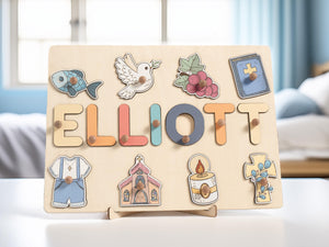 Personalized Baptism Name Puzzle: Catholic Godson Gift, Baptism Gifts Boy, Dedication Gifts, Christening Gifts, Birthday Gifts