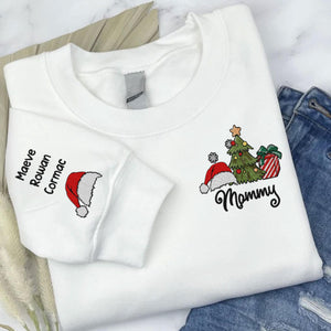 Personalized Grandma Embroidered Sweatshirt, Custom Christmas Nana Sweatshirt and Grandkids Names On Sleeve, Christmas Gift for Mom, Nana