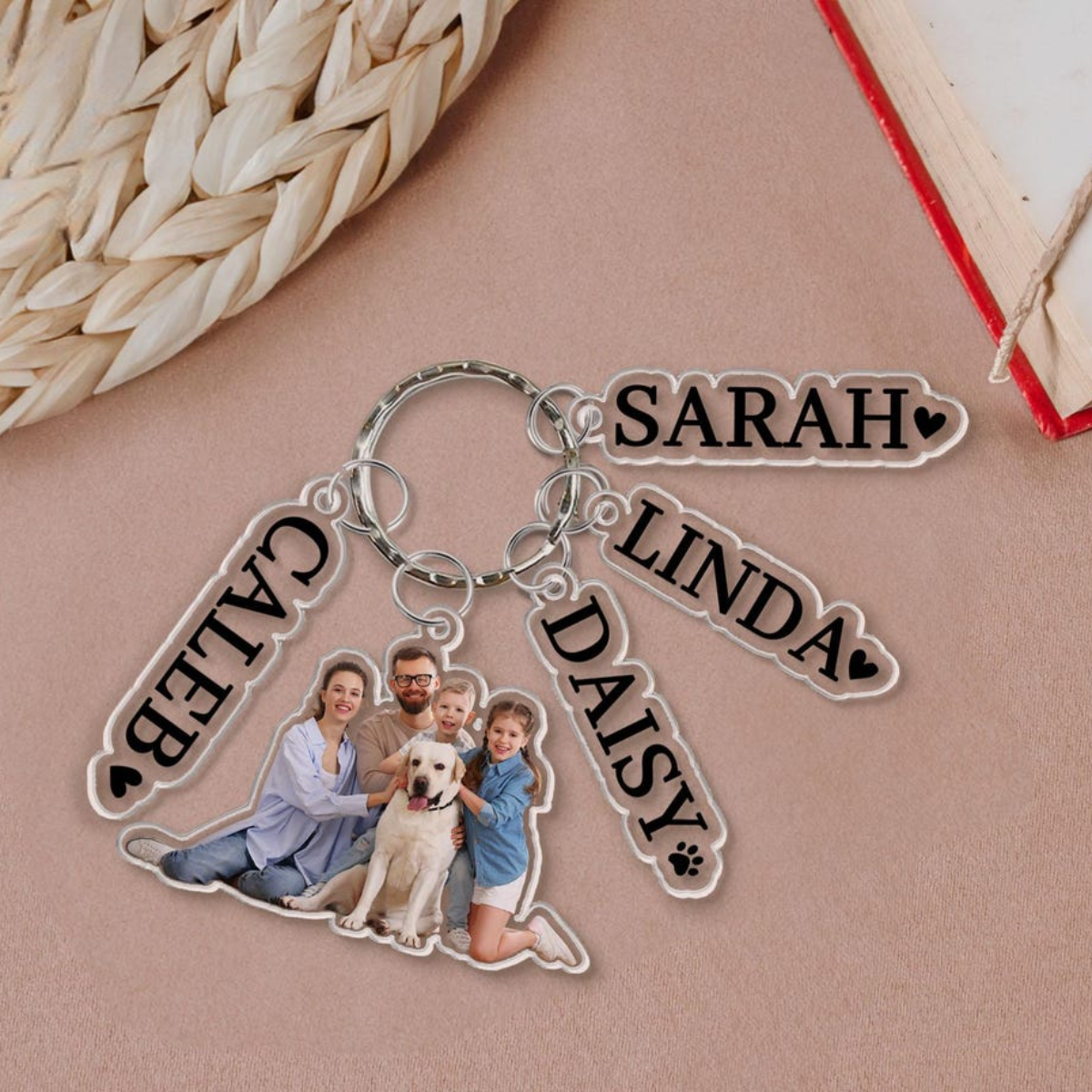 Custom Family Photo Keychain With Charm, Personalized Photo Keychain For Dad, Father's Day Gifts, Photo Keychain With Name, Gift For Husband