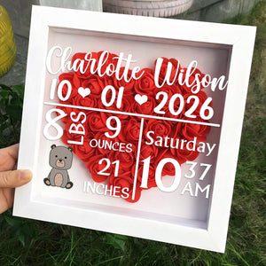 Baby Birth Stats - Personalized Flower Shadow Box
