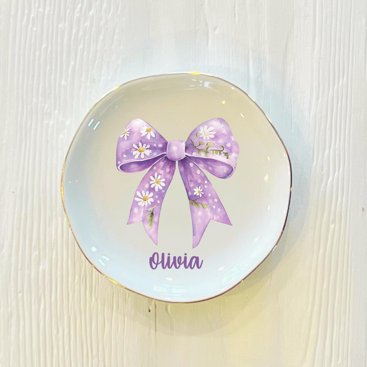 Personalized Bow Ring Dish, Watercolor Fancy Bow Ring Dish, Birthday Jewelry Dish, Wedding Bridesmaid Gift