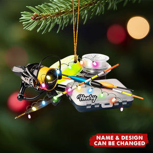 Custom Name Ice Fishing Sled Ornaments, Fisherman Ornament, Fishing Tackles Ornament