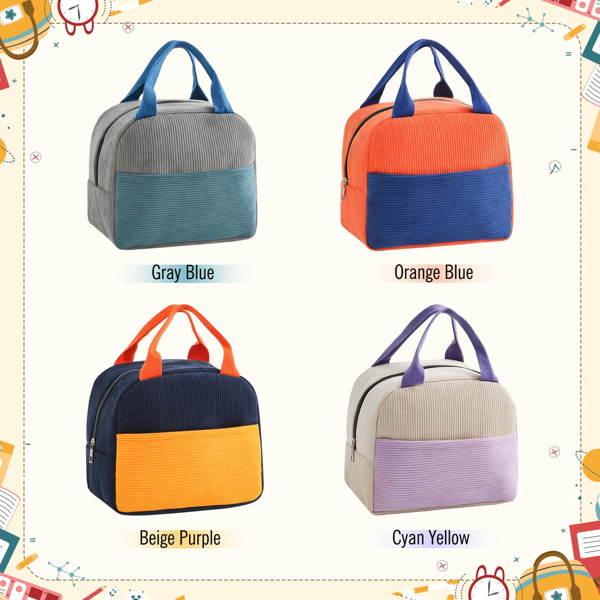 Embroidery Name Lunchbox Bag Corduroy Personalized Lunch Bag With Yarn Name Gift for Kid Gifts, Back to School Kid Lunch Bag