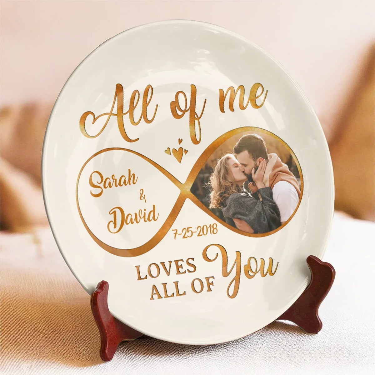 All Of Me Loves All Of You - Personalized Ceramic Plate - Gift For Couple, Husband Wife, Anniversary Gift