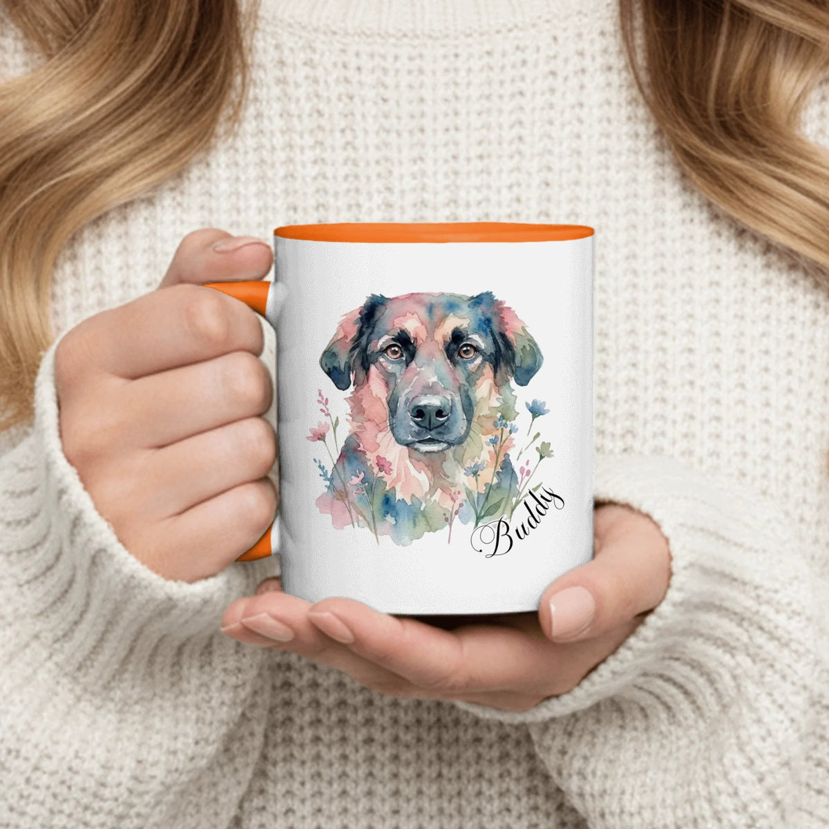 Custom Pet Portrait Mug Personalized Dog Watercolor Coffee Mug with Pet Name Gift for Dog Lovers