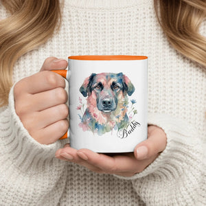 Custom Pet Portrait Mug Personalized Dog Watercolor Coffee Mug with Pet Name Gift for Dog Lovers