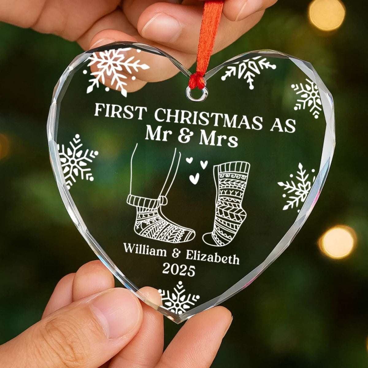 First Christmas Couple Christmas Socks - Personalized Crystal Ornament - Chritsmas Gift For Couple