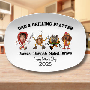 Custom Platter Gifted Father Day, Personalized Daddy's Grilling Plate, Custom BBQ Gift for Dad Grandpa or Husband, Unique Fathers Day Present