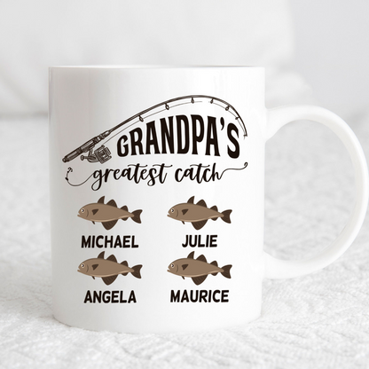 Personalized Grandpa Fishing Mug, Grandpa Birthday, Grandfather Mug, Gift for Grandpa from Grandkids
