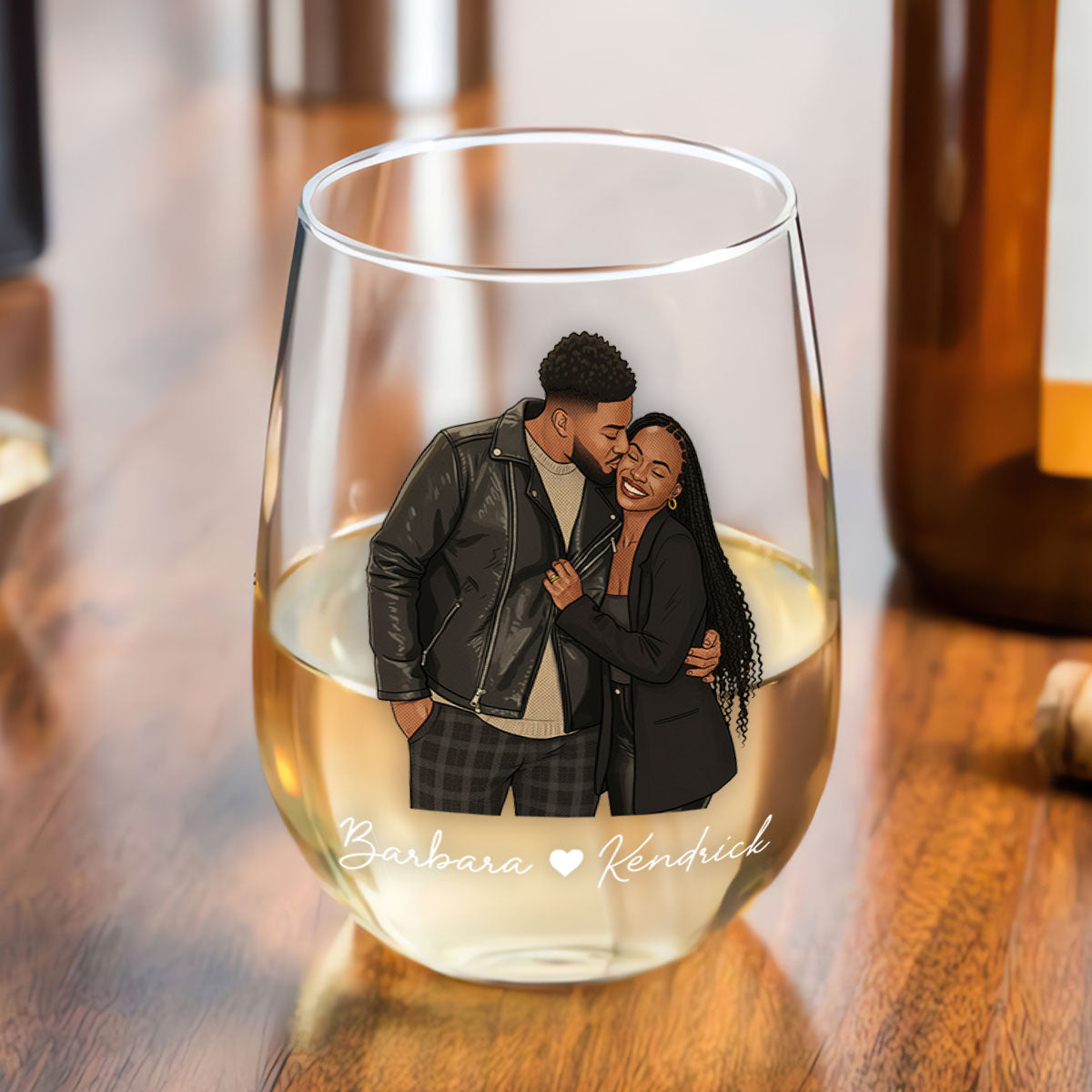 I'm Keeping You Forever Custom Couple Photo - Personalized Wine Glass - Anniversary Gift, Valentine's Day Gift For Couple