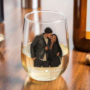 I'm Keeping You Forever Custom Couple Photo - Personalized Wine Glass - Anniversary Gift, Valentine's Day Gift For Couple