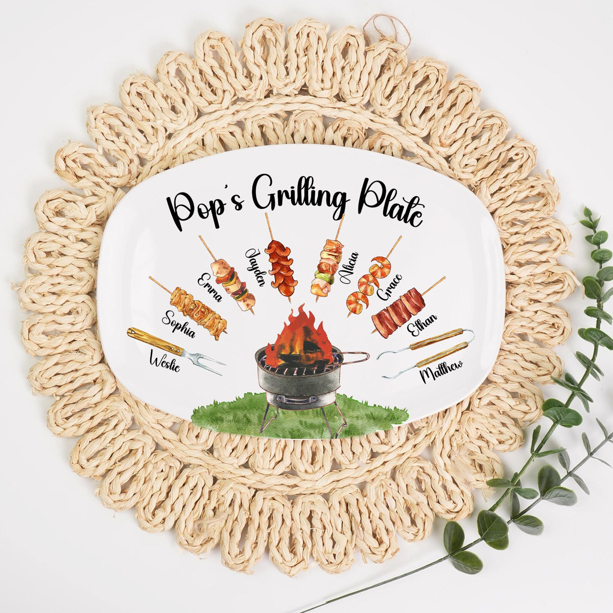 Papa Gift, Custom Grandpa Grilling Platter, Grilling Plate Papa With Kids Names, BBQ Platter Papa's Gift, Gift For Dad, Gift from Grandkids