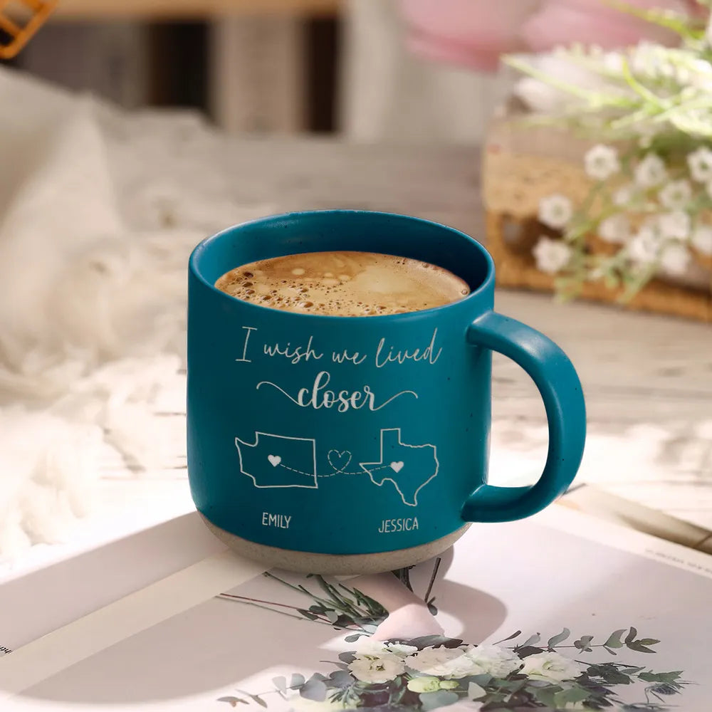 Long Distance Family - Personalized Pottery Mug - Gift For Family