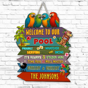 Welcome To Our Patio - Personalized Wood Sign - Summer Gift For Family, Home Decoration