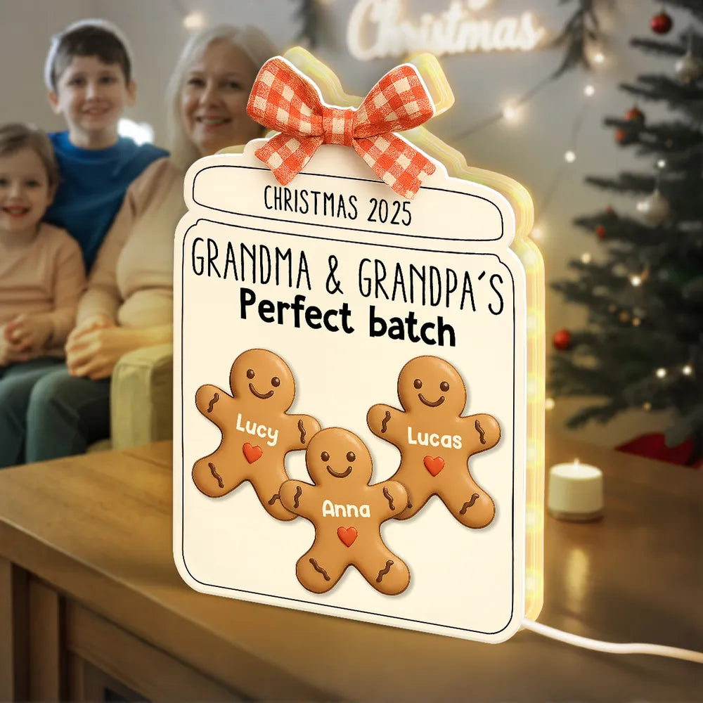 Christmas Grandma Perfect Batch Cookies - Personalized Acrylic Light Box - Christmas Gift for Mom Grandma